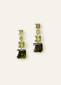 front Square Gemstone Drop Earrings