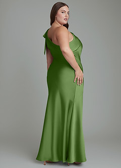 Azazie Yuanna Bridesmaid Dresses Basil Mermaid One Shoulder Stretch Satin Dress image9