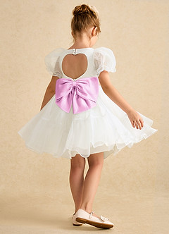 Azazie Debbie Flower Girl Dresses Ivory Candy Pink Ball-Gown Sweetheart Neckline Organza Dress image6