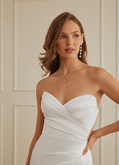 Christian Siriano Bridal for Azazie 2004 Robes de mariée Robe Fourreau en Crêpe Dos Satin Dentelle Diamant Nude image7