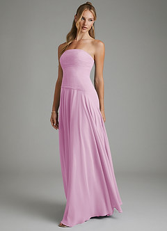 Azazie Layla Bridesmaid Dresses Candy Pink A-Line Strapless Chiffon Dress image4