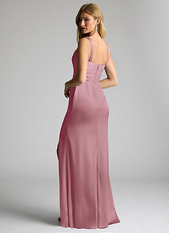 Azazie Elida Bridesmaid Dresses Vintage Mauve Sheath Pleated Stretch Satin Dress image2