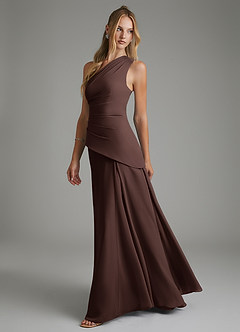 Azazie Holly Bridesmaid Dresses Ganache A-Line Corset Chiffon Dress image4