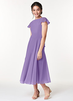 Azazie Payton Junior Tahiti A-Line Bow Chiffon Dress image4