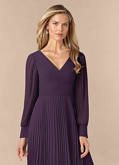 Azazie Zina Mother of the Bride Dresses Plum A-Line Pleated Chiffon Dress image5