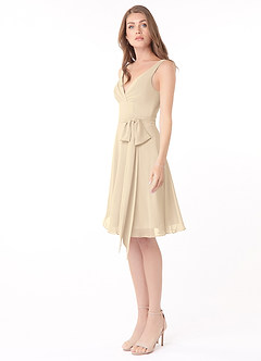 Azazie Diana Bridesmaid Dresses A-Line Pleated Chiffon Knee-Length Dress image3