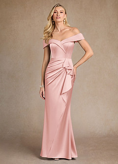 Azazie Laredo vestidos de madre de la novia Vestido de Rosa Empolvado de Satén Elástico de Corte Sirena con Vestidos sin tirantes image3