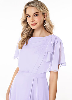 Azazie Aaliyah Modest Bridesmaid Dresses A-Line Scoop Pleated Chiffon Floor-Length Dress image5