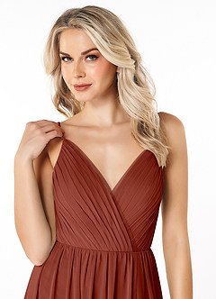 Azazie Gracie Bridesmaid Dresses Auburn A-Line Pleated Chiffon Dress image11