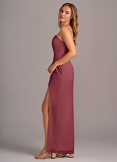 Azazie Tatianna Abiti da Damigella Abito Tubino in Chiffon Monospalla Merlot image5