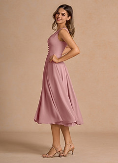 Delyla Light Pink Button-up Midi Dress image5