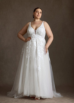 Azazie Sorella Vestidos de novia Vestido Diamante Blanco de Tul de Línea A con Lentejuelas image8