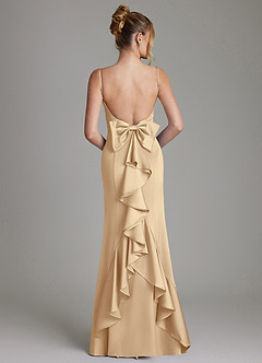 Azazie Zherra Robes de demoiselle d'honneur Robe Sirène en Satin extensible Arc Champagne image5