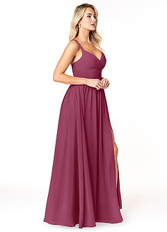 Azazie Chanel Abiti da Damigella Abito A-Line in Chiffon Plissettato Gelso image4