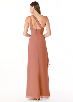 Azazie Maive Robes de demoiselle d'honneur Robe Fourreau en Mousseline de soie Plissé à volants Mai Tai image2