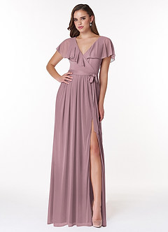 Azazie Jael Bridesmaid Dresses A-Line V-Neck Mesh Floor-Length Dress image5