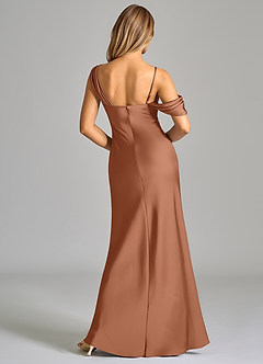 Azazie Celina Vestidos de damas de honor Vestido de Bronceador de Satén Elástico de Corte Recto con Vestidos sin tirantes image2