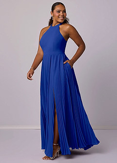 Barbie ♥ Azazie Bridesmaid Dresses Royal Blue A-Line Pleated Chiffon Dress image10