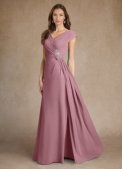 Azazie Bronson Mother of the Bride Dresses Vintage Mauve A-Line Pleated Chiffon Dress image2