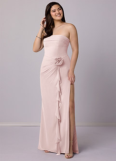 Barbie ♥ Azazie Bridesmaid Dresses Blushing Pink Sheath Strapless Chiffon Convertible Dress image7