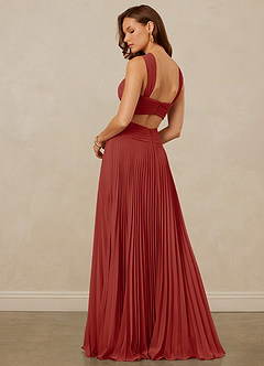 Christian Siriano Bridal for Azazie 1009 Bridesmaid Dresses Terracotta A-Line Pleated Chiffon Dress image3