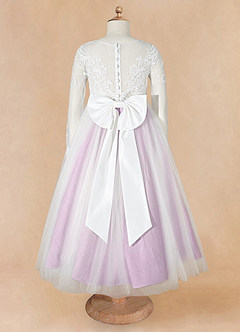 Azazie Elodie Robe Demoiselle D'honneur Fillette Robe Princesse en Dentelle Ivoire Glycine image11
