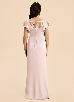 Azazie Demi Junior Vestido de Rosa Rubor de Satén Elástico de Corte Sirena con Lazo image2