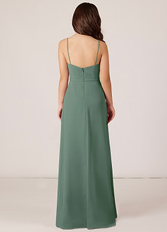 Azazie Kaylee Junior Eucalyptus A-Line with Belt Chiffon Dress image2