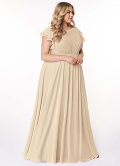 Azazie Daphne Modest Bridesmaid Dresses A-Line Ruffled Chiffon Floor-Length Dress image10
