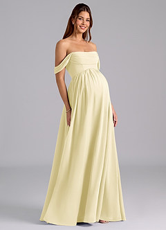 Azazie Saige Maternity Bridesmaid Dresses A-Line Pleated Chiffon Floor-Length Dress image1