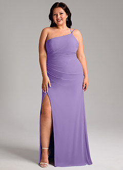 Azazie Eren Bridesmaid Dresses Tahiti Sheath One Shoulder Chiffon Dress image10