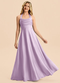 Azazie Kady Junior Robe Trapèze en Satin extensible Décolleté en cœur Frostiges Flieder image1