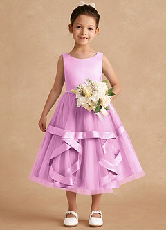 Azazie Posy Flower Girl Dresses Candy Pink A-Line Beaded Tulle Dress image4
