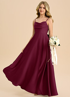 Azazie Bear Junior Mulberry A-Line Sweetheart Neckline Stretch Satin Dress image5