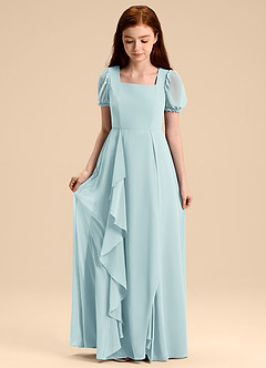 Azazie Priya Junior Abito A-Line in Chiffon Blusa Sea Glass image5