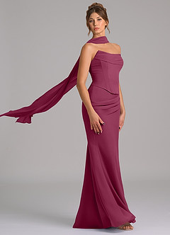 Azazie Sorrel Bridesmaid Dresses Mulberry Mermaid Corset Chiffon Dress image3