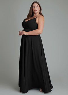 Azazie Amani Bridesmaid Dresses Black A-Line Pleated Chiffon Dress image11