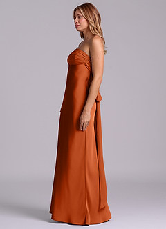 Azazie Ailanie Brudtärnklänningar Klä av Tubklänning i Stretch Satin Axelbandslös Bränd Apelsin image6