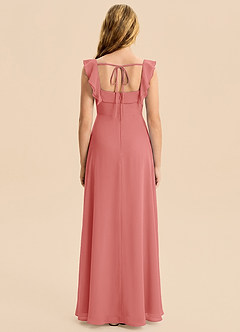 Azazie Nori Junior Blushing Pink A-Line Ruched Chiffon Dress image2