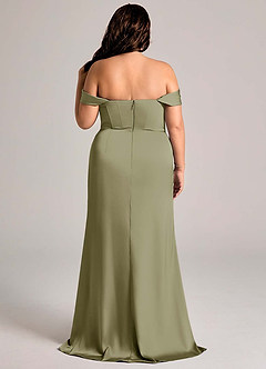 Azazie Johana Bridesmaid Dresses Pistachio Mermaid Off the Shoulder Stretch Satin Convertible Dress image11
