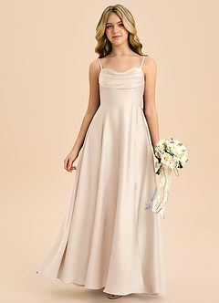 Azazie Bear Junior White Alabaster A-Line Sweetheart Neckline Stretch Satin Dress image3