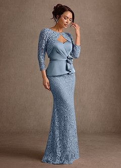 Azazie Vivian vestidos de madre de la novia Vestido Azul Polvoriento de Encaje de Corte Sirena image2