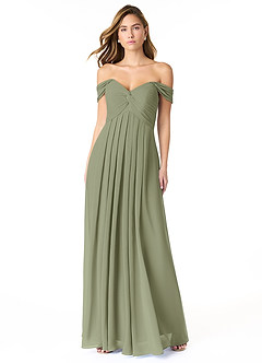 Azazie Kaitlynn Bridesmaid Dresses Pistachio Empire Ruched Chiffon Convertible Dress image2
