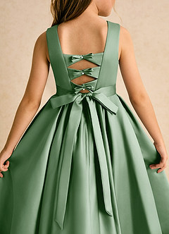 Azazie Junebuj vestidos de niña de las flores Vestido de Matcha de Satin Mate de Princesa con Plisado image7