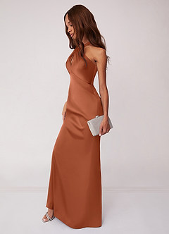 Barbie ♥ Azazie Bridesmaid Dresses Cedar Rose Sheath Stretch Satin Dress image5