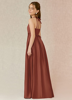 Azazie Arianthe Junior Auburn A-Line with Pockets Stretch Satin Dress image3