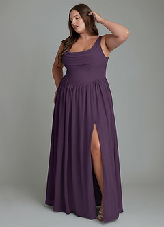 Azazie Novi Bridesmaid Dresses Plum A-Line Pleated Chiffon Dress image9