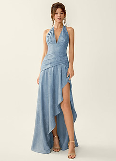 Anliem Puderblau Jacquard-Abendkleid image6