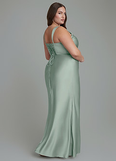 Azazie Agustina Brautjungfernkleider Meerjungfrau-Linie Korsett Stretch-Satin Kleid Agave image8