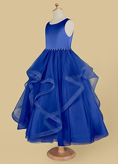 Azazie Sofia Flower Girl Dresses Royal Blue A-Line Beaded Tulle Dress image7
